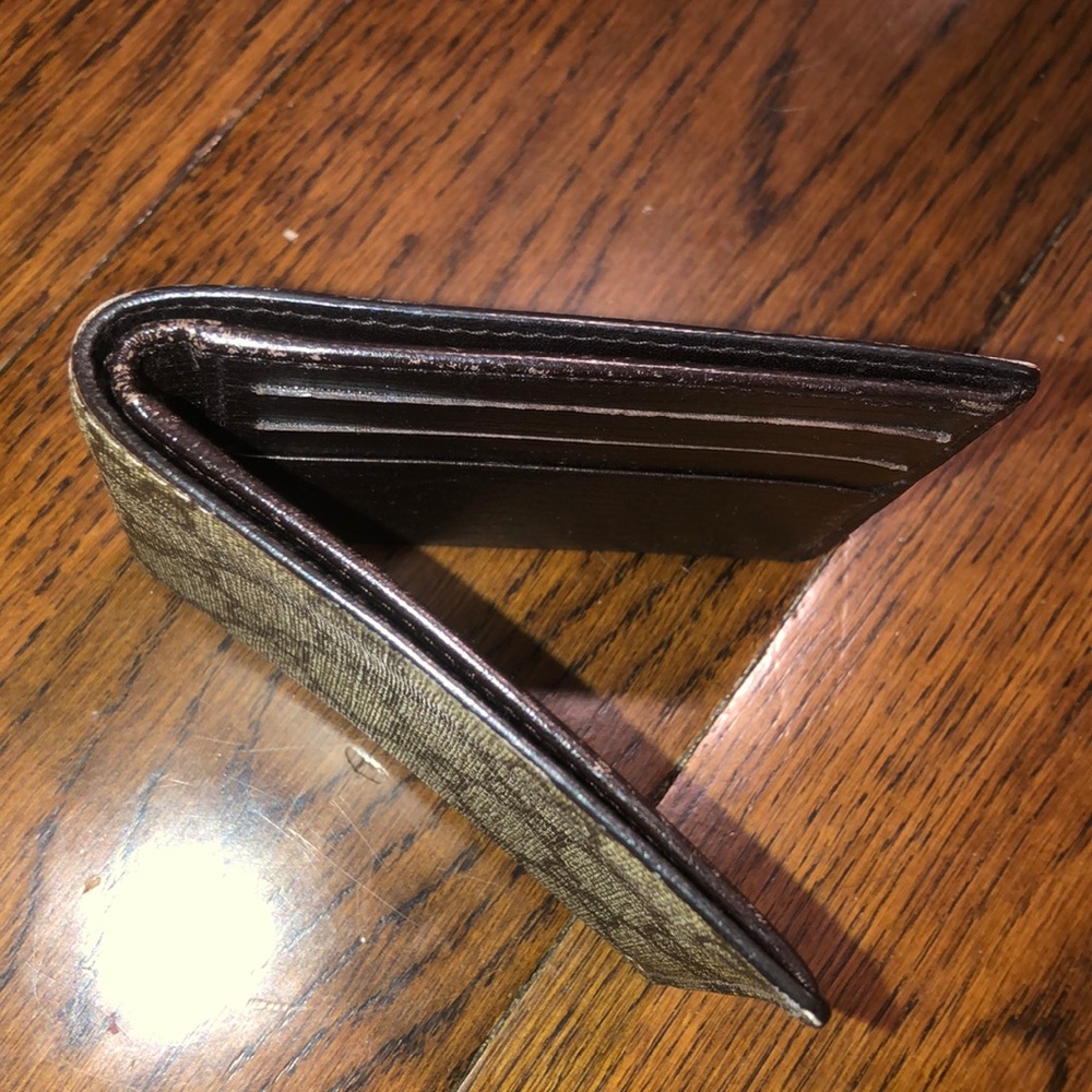 GUCCI GG Supreme Brown Leather Coated Canvas Monogram Bifold Wallet - Picture 15 of 17